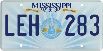 MS license plate LEH283