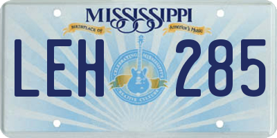 MS license plate LEH285