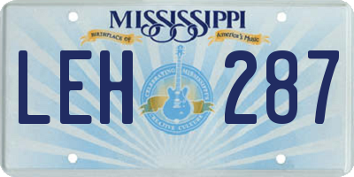 MS license plate LEH287