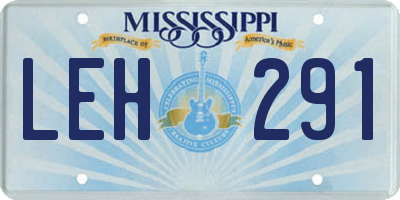 MS license plate LEH291