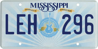 MS license plate LEH296