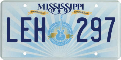 MS license plate LEH297
