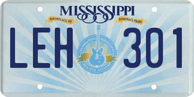 MS license plate LEH301