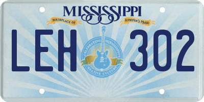 MS license plate LEH302