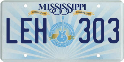 MS license plate LEH303
