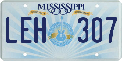 MS license plate LEH307