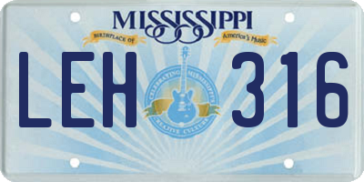 MS license plate LEH316