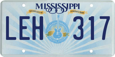 MS license plate LEH317