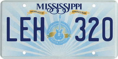 MS license plate LEH320