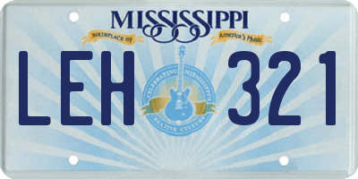 MS license plate LEH321