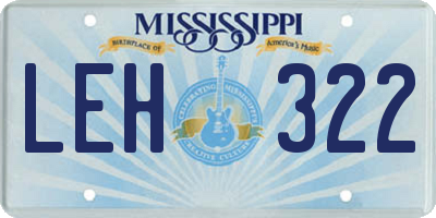 MS license plate LEH322