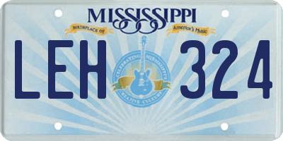 MS license plate LEH324