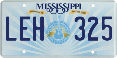 MS license plate LEH325