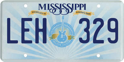 MS license plate LEH329