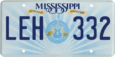 MS license plate LEH332