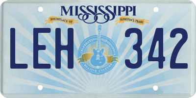 MS license plate LEH342
