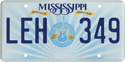 MS license plate LEH349