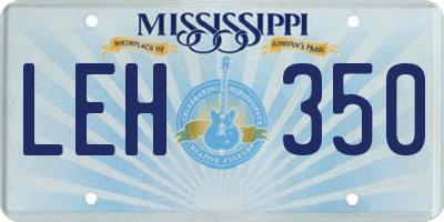 MS license plate LEH350