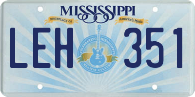 MS license plate LEH351