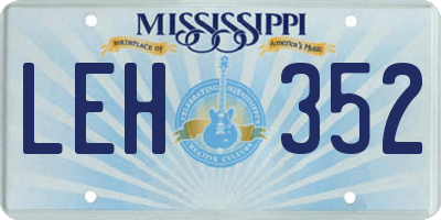MS license plate LEH352