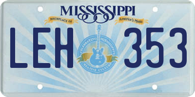 MS license plate LEH353