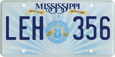 MS license plate LEH356