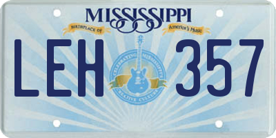 MS license plate LEH357