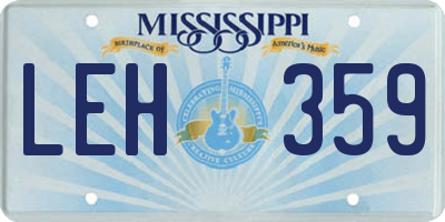 MS license plate LEH359