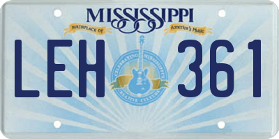 MS license plate LEH361