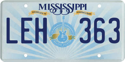 MS license plate LEH363