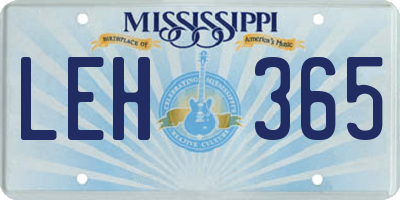 MS license plate LEH365