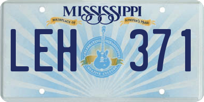 MS license plate LEH371