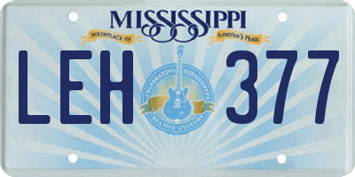 MS license plate LEH377