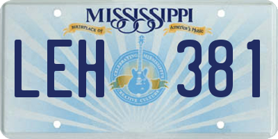 MS license plate LEH381