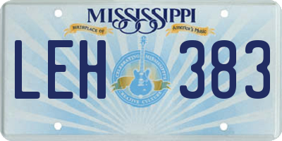 MS license plate LEH383