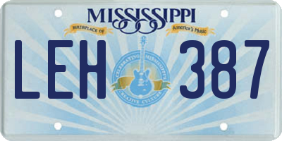 MS license plate LEH387