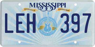 MS license plate LEH397