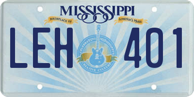 MS license plate LEH401