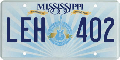 MS license plate LEH402