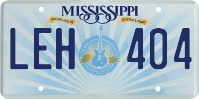 MS license plate LEH404