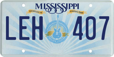 MS license plate LEH407