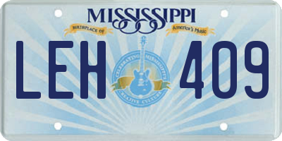 MS license plate LEH409