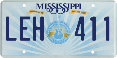 MS license plate LEH411