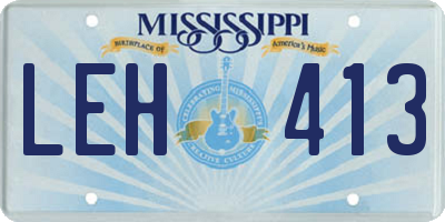 MS license plate LEH413