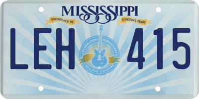 MS license plate LEH415