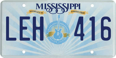 MS license plate LEH416