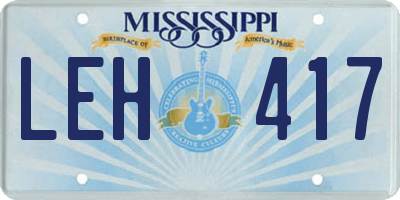 MS license plate LEH417