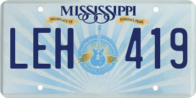 MS license plate LEH419