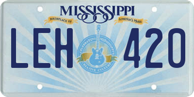 MS license plate LEH420
