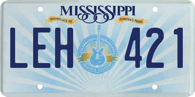 MS license plate LEH421